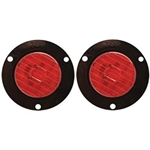 Red 2" Round Flange Mount LED Marker/Clearance Light Pair