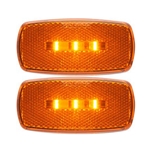Amber Surface Mount LED Marker/Clearance Lights with Reflex w/White Base Pair