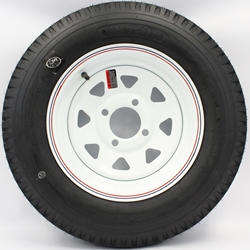 5.30X12 4PLY Four Lug White Spoke Wheel and LoadStar Tire - 41256WS