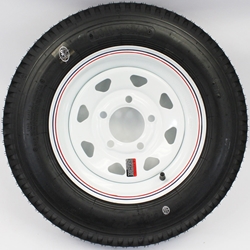LoadStar 5.30-12 Tire Mounted on a Five Stud 4.5" Bolt Circle White Spoke Trailer Wheel - 51256WS