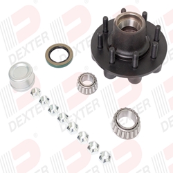 Dexter® 8-6.5" Bolt Circle Grease Trailer Hub 5/8" Studs with Parts and 90 Degree Cone Nuts for an 8,000 lbs. Trailer Axle - K08-287-9A